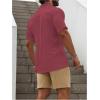 imageSOLY HUX Mens Casual Tracksuit Button Down Shirt and Drawstring Waist Short Sets Summer 2 Piece OutfitsHot Pink and Khaki