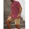 imageSOLY HUX Mens Casual Tracksuit Button Down Shirt and Drawstring Waist Short Sets Summer 2 Piece OutfitsHot Pink and Khaki