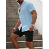 imageSOLY HUX Mens Casual Tracksuit Button Down Shirt and Drawstring Waist Short Sets Summer 2 Piece OutfitsLight Blue and Black