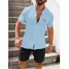 imageSOLY HUX Mens Casual Tracksuit Button Down Shirt and Drawstring Waist Short Sets Summer 2 Piece OutfitsLight Blue and Black