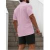 imageSOLY HUX Mens Casual Tracksuit Button Down Shirt and Drawstring Waist Short Sets Summer 2 Piece OutfitsPink and Black