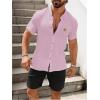 imageSOLY HUX Mens Casual Tracksuit Button Down Shirt and Drawstring Waist Short Sets Summer 2 Piece OutfitsPink and Black