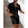 imageSOLY HUX Mens Casual Tracksuit Button Down Shirt and Drawstring Waist Short Sets Summer 2 Piece OutfitsSolid Black