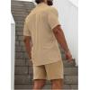 imageSOLY HUX Mens Casual Tracksuit Button Down Shirt and Drawstring Waist Short Sets Summer 2 Piece OutfitsSolid Khaki