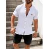 imageSOLY HUX Mens Casual Tracksuit Button Down Shirt and Drawstring Waist Short Sets Summer 2 Piece OutfitsWhite and Black