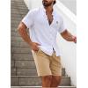 imageSOLY HUX Mens Casual Tracksuit Button Down Shirt and Drawstring Waist Short Sets Summer 2 Piece OutfitsWhite and Khaki