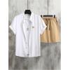 imageSOLY HUX Mens Casual Tracksuit Button Down Shirt and Drawstring Waist Short Sets Summer 2 Piece OutfitsWhite and Khaki