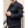imageSOLY HUX Mens Denim Jacket Jean Jacket Men Vintage Trucker Jackets Coats Long Sleeve Casual Denim OuterwearSolid Black