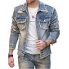 imageSOLY HUX Mens Denim Jacket Jean Jacket Men Vintage Trucker Jackets Coats Long Sleeve Casual Denim OuterwearSolid Blue