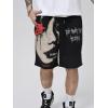 imageSOLY HUX Mens Graphic Shorts Casual Summer Drawstring Elastic Waist Shorts with Pockets Y2K StreetwearBlack Graphic