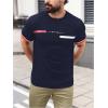 imageSOLY HUX Mens Graphic Tees Letter Print T Shirts Crew Neck Short Sleeve Striped Summer TopsDark Blue Letter Print
