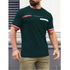imageSOLY HUX Mens Graphic Tees Letter Print T Shirts Crew Neck Short Sleeve Striped Summer TopsGreen Letter Print