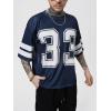 imageSOLY HUX Mens Jersey Shirts Mesh Number Graphic Crew Neck Short Sleeve Streetwear Tee Loose Tops Dark Blue Letter Large