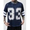 imageSOLY HUX Mens Jersey Shirts Mesh Number Graphic Crew Neck Short Sleeve Streetwear Tee Loose Tops Dark Blue Letter Large