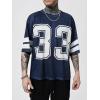 imageSOLY HUX Mens Jersey Shirts Mesh Number Graphic Crew Neck Short Sleeve Streetwear Tee Loose Tops Dark Blue Letter Large