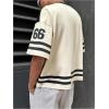 imageSOLY HUX Mens Jersey Shirts Number Graphic V Neck Drop Shoulder Short Sleeve Loose Streetwear Tee TopsBlack Letter