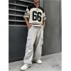 imageSOLY HUX Mens Jersey Shirts Number Graphic V Neck Drop Shoulder Short Sleeve Loose Streetwear Tee TopsBlack Letter