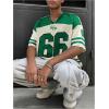 imageSOLY HUX Mens Jersey Shirts Number Graphic V Neck Drop Shoulder Short Sleeve Loose Streetwear Tee TopsGreen Letter