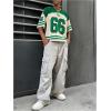 imageSOLY HUX Mens Jersey Shirts Number Graphic V Neck Drop Shoulder Short Sleeve Loose Streetwear Tee TopsGreen Letter