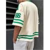 imageSOLY HUX Mens Jersey Shirts Number Graphic V Neck Drop Shoulder Short Sleeve Loose Streetwear Tee TopsGreen Letter