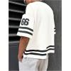 imageSOLY HUX Mens Jersey Shirts Number Graphic V Neck Drop Shoulder Short Sleeve Loose Streetwear Tee TopsWhite Letter
