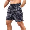 imageSOLY HUX Mens Paisley Bandana Shorts 3 Packs Summer Casual Workout Beach Drawstring Track ShortsBlack Blue Pink