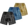 imageSOLY HUX Mens Paisley Bandana Shorts 3 Packs Summer Casual Workout Beach Drawstring Track ShortsBlack Blue Yellow