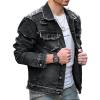 imageSOLY HUX Mens Denim Jacket Jean Jacket Men Vintage Trucker Jackets Coats Long Sleeve Casual Denim OuterwearPure Black