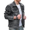 imageSOLY HUX Mens Denim Jacket Jean Jacket Men Vintage Trucker Jackets Coats Long Sleeve Casual Denim OuterwearSolid Grey
