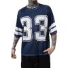 imageSOLY HUX Mens Jersey Shirts Mesh Number Graphic Crew Neck Short Sleeve Streetwear Tee Loose Tops Dark Blue Letter Large