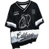 imageSOLY HUX Mens Y2k Jersey Shirts Mesh Letter Graphic Tees V Neck Short Sleeve T Shirt Loose TopsBlack and White Letter