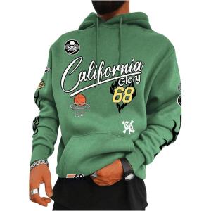 imageSOLY HUX Hoodies for Men Graphic Letter Print Long Sleeve Drawstring Sweatshirt Pullover Tops with PocketMint Green Letter