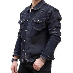 imageSOLY HUX Mens Denim Jacket Jean Jacket Men Vintage Trucker Jackets Coats Long Sleeve Casual Denim OuterwearSolid Black
