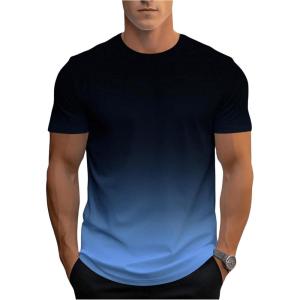 imageSOLY HUX Mens Gradient T Shirt Short Sleeve Round Neck Tee Summer TopsBlue Ombre
