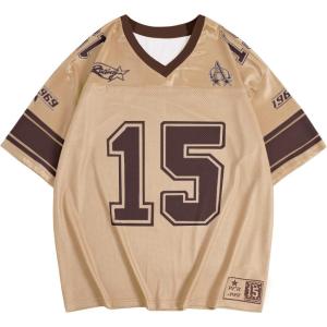 imageSOLY HUX Mens Graphic Jersey TShirts V Neck Racing Print Casual Tees Streetwear Summer Top TshirtBrown Number