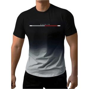 imageSOLY HUX Mens Graphic Tee Letter Print Gradient Crew Neck Short Sleeve Casual Streetwear T Shirt TopsGrey and Black