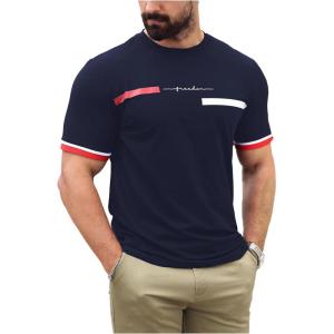 imageSOLY HUX Mens Graphic Tees Letter Print T Shirts Crew Neck Short Sleeve Striped Summer TopsDark Blue Letter Print