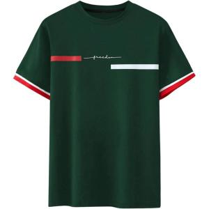 imageSOLY HUX Mens Graphic Tees Letter Print T Shirts Crew Neck Short Sleeve Striped Summer TopsGreen Letter