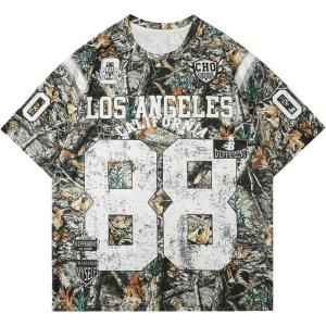 imageSOLY HUX Mens Y2k Jersey Shirts Letter Graphic Tees Crew Neck Short Sleeve Streetwear Loose T Shirt TopsKhaki Letter