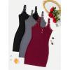 imageSOLY HUX Womens 3 Packs Nightgowns Soft Sexy Lace Trim Sleep Dress Chemise Pajamas Sleepwear Cami Mini Slip DressesRed Grey Black