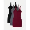 imageSOLY HUX Womens 3 Packs Nightgowns Soft Sexy Lace Trim Sleep Dress Chemise Pajamas Sleepwear Cami Mini Slip DressesRed Grey Black