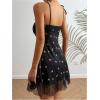 imageSOLY HUX Womens Floral Print Nightgown Tie Shoulder Spaghetti Strap Ruffle Hem Cami Slip Dress NightdressBlack Floral