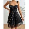 imageSOLY HUX Womens Floral Print Nightgown Tie Shoulder Spaghetti Strap Ruffle Hem Cami Slip Dress NightdressBlack Floral