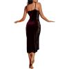 imageSOLY HUX Womens Lace Sheer Velvet Nightgowns Spaghetti Strap Chemise Slip Dress Pajama Night DressRed and Black