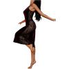 imageSOLY HUX Womens Lace Sheer Velvet Nightgowns Spaghetti Strap Chemise Slip Dress Pajama Night DressRed and Black