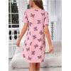 imageSOLY HUX Womens Nightgown Butterfly Print Sleep Shirt Dress Short Sleeve Crewneck Summer NightdressPink Butterfly