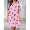 imageSOLY HUX Womens Nightgown Butterfly Print Sleep Shirt Dress Short Sleeve Crewneck Summer NightdressPink Butterfly