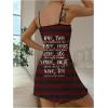 imageSOLY HUX Womens Nightgown Gothic Striped Letter Graphic Cami Slip Dress Spaghetti Strap NightdressBurgundy Striped