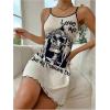 imageSOLY HUX Womens Nightgown Gothic Striped Letter Graphic Cami Slip Dress Spaghetti Strap NightdressMulticoloured Skull