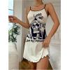 imageSOLY HUX Womens Nightgown Gothic Striped Letter Graphic Cami Slip Dress Spaghetti Strap NightdressMulticoloured Skull